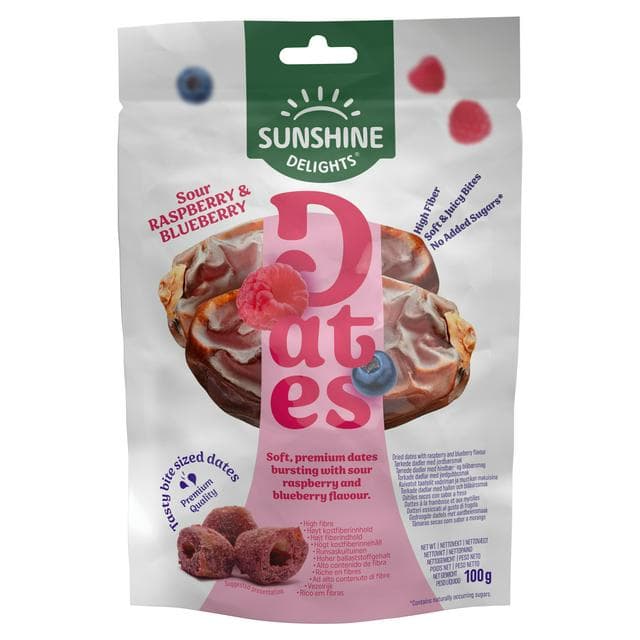 Sunshine Delights 100g Sour Raspberry & Blueberry Dates - gallery image 1
