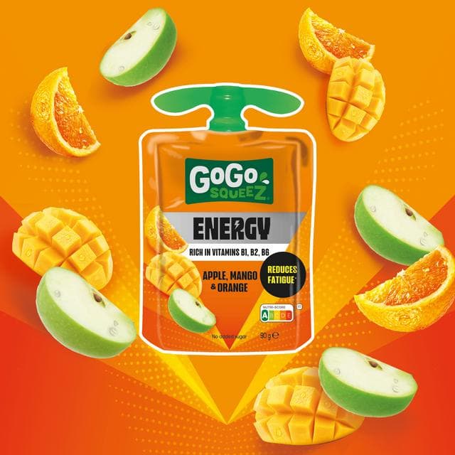 GoGo Squeez 4 x 90g Energy Apple, Mango & Orange Fruit Smoothie Snack Pouch - gallery image 3