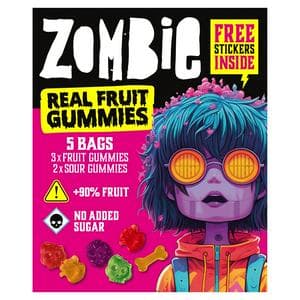 Zombie 5 x 15g Real Fruit Gummies Bags 75g