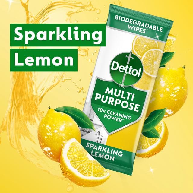 Dettol 72 x Sparkling Lemon Multipurpose Cleaning Wipes - gallery image 6