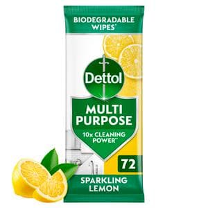 Dettol 72 x Sparkling Lemon Multipurpose Cleaning Wipes