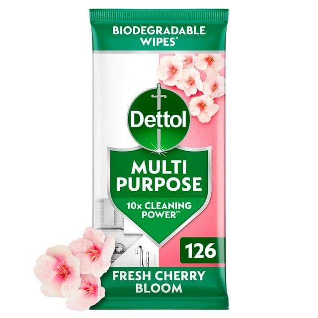 Dettol 126 x Fresh Cherry Bloom Multipurpose Cleaning Wipes - gallery image 1