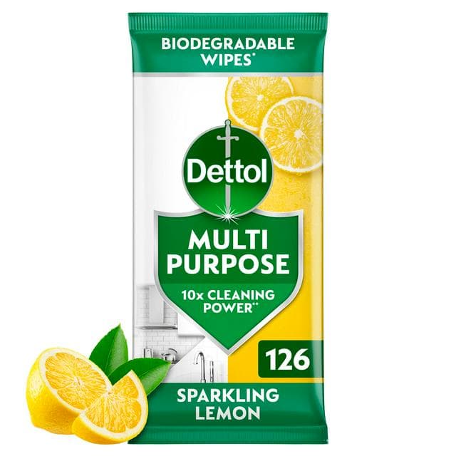 Dettol 126 x Sparkling Lemon Multipurpose Cleaning Wipes - gallery image 1