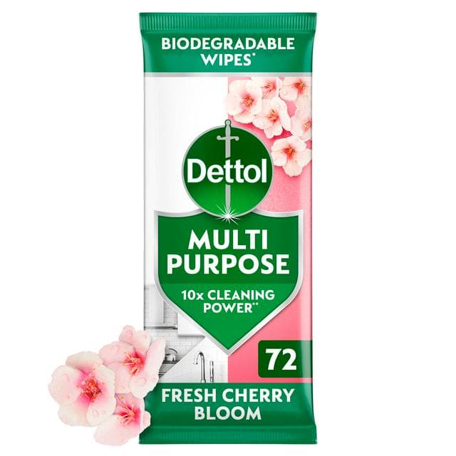 Dettol 72 x Fresh Cherry Bloom Multipurpose Cleaning Wipes - gallery image 1