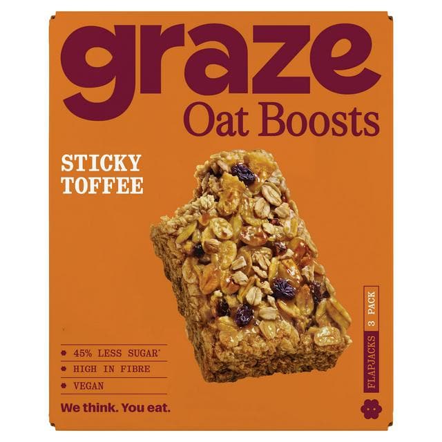 Graze Oat Boosts 3 x 40g Sticky Toffee Flapjacks - gallery image 1