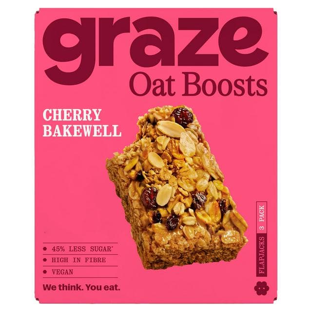 Graze Oat Boosts 3 x 40g Cherry Bakewell Flapjacks - gallery image 1