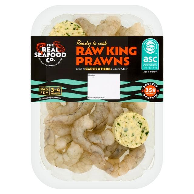 The Real Seafood Co. 165g Raw King Prawns with a Garlic & Herb Butter Melt - gallery image 1