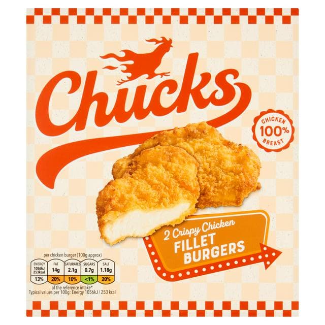 Chucks 2 x Crispy Chicken Fillet Burgers 230g - gallery image 1
