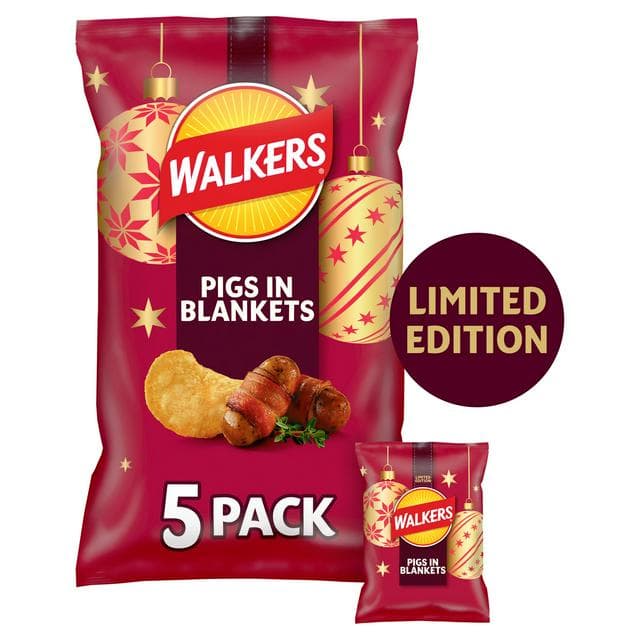 Walkers 5 x 25g Pigs in Blankets Multipack Crisps, Limited Edition - gallery image 1