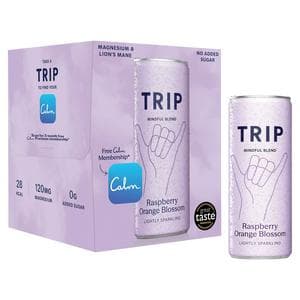 TRIP 4 x 250ml Raspberry Orange Blossom Sparkling Drink Cans