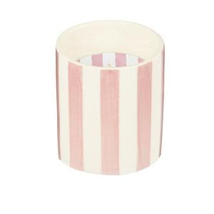 Habitat Scented Pink Stripe Ceramic Small Candle - Pepper & Cassis