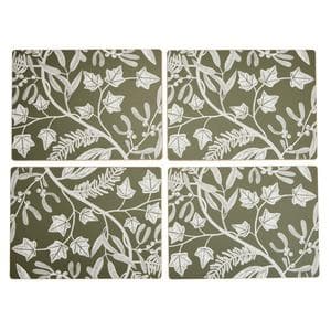 Habitat Pack of 4 Floral Corkback Placemats - Green
