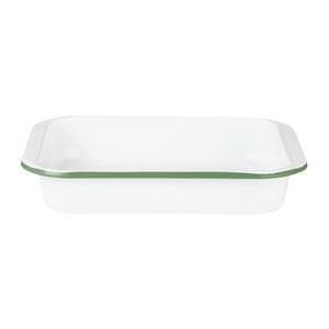 Sainsbury's Home 29cm Enamel Carbon Steel Roaster - White & Green