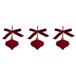 Sainsbury's Home Pack of 3 Flocked With Bows Baubles