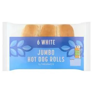 Sainsbury's White Jumbo Hot Dog Rolls x6