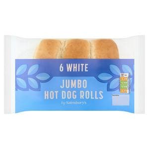 Sainsbury's White Jumbo Hot Dog Rolls x6