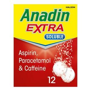 Anadin Extra Soluble Aspirin Paracetamol & Caffeine Tablets x12