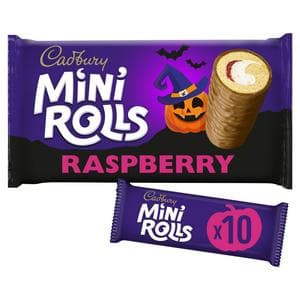 Cadbury Milk Chocolate Raspberry Mini Rolls Cakes x10