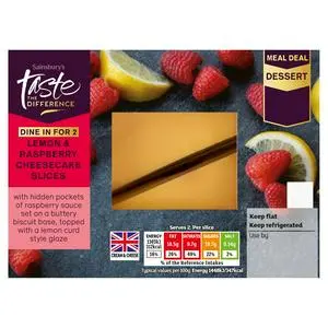 Sainsbury's 2 x 90g Lemon & Raspberry Cheesecake Slices, Taste the Difference