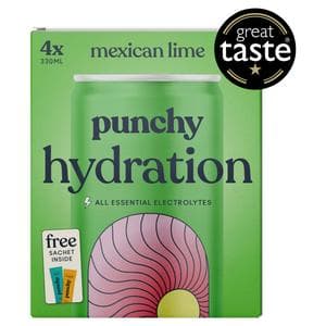 Punchy Hydration 4 x 330ml Mexican Lime Electrolyte Drinks