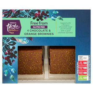 Sainsbury's Free From 4 x 153g Chocolate & Orange Multipack Brownie Slices, Taste the Difference