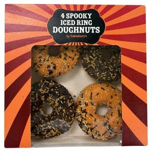 Sainsbury's 4 x Halloween Iced Doughnuts with Coloured Sugar Decorations