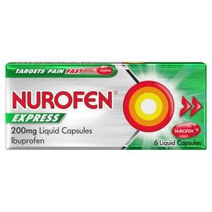 Nurofen Express Pain Relief Liquid Capsules 200mg x6