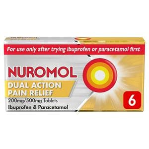 Nuromol Dual Action Pain Relief Tablets 200mg/500mg x6