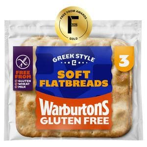 Warburtons Gluten Free 3 x Greek Style Soft Flatbreads