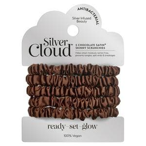 Silver Cloud Skinny Scrunchies 5 x Chocolate Satin+