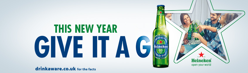 Heineken 0.0 Alcohol Free Lager. This New Year give it a go