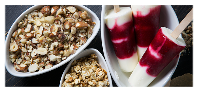 Frozen Yogurt Raspberry Ripples and chopped nuts