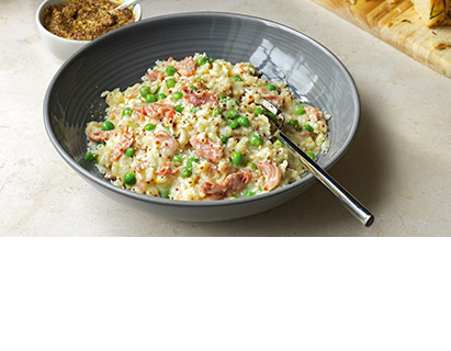 Go half way to town. Add some wholegrain mustard to your pea and ham risotto.