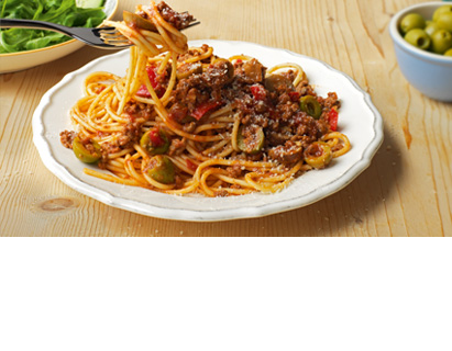 Go crazy-ish. Scatter green olives in your spag bol.