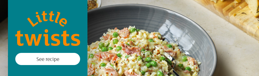 Ham and pea risotto recipe.